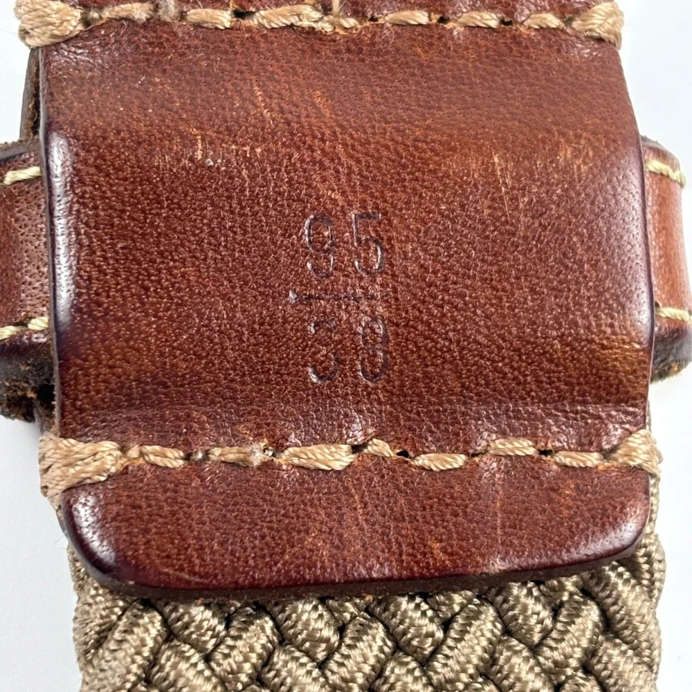 Martin Dingman Braided Belt Mens 38 Brown Woven Leather Stretch Buckle